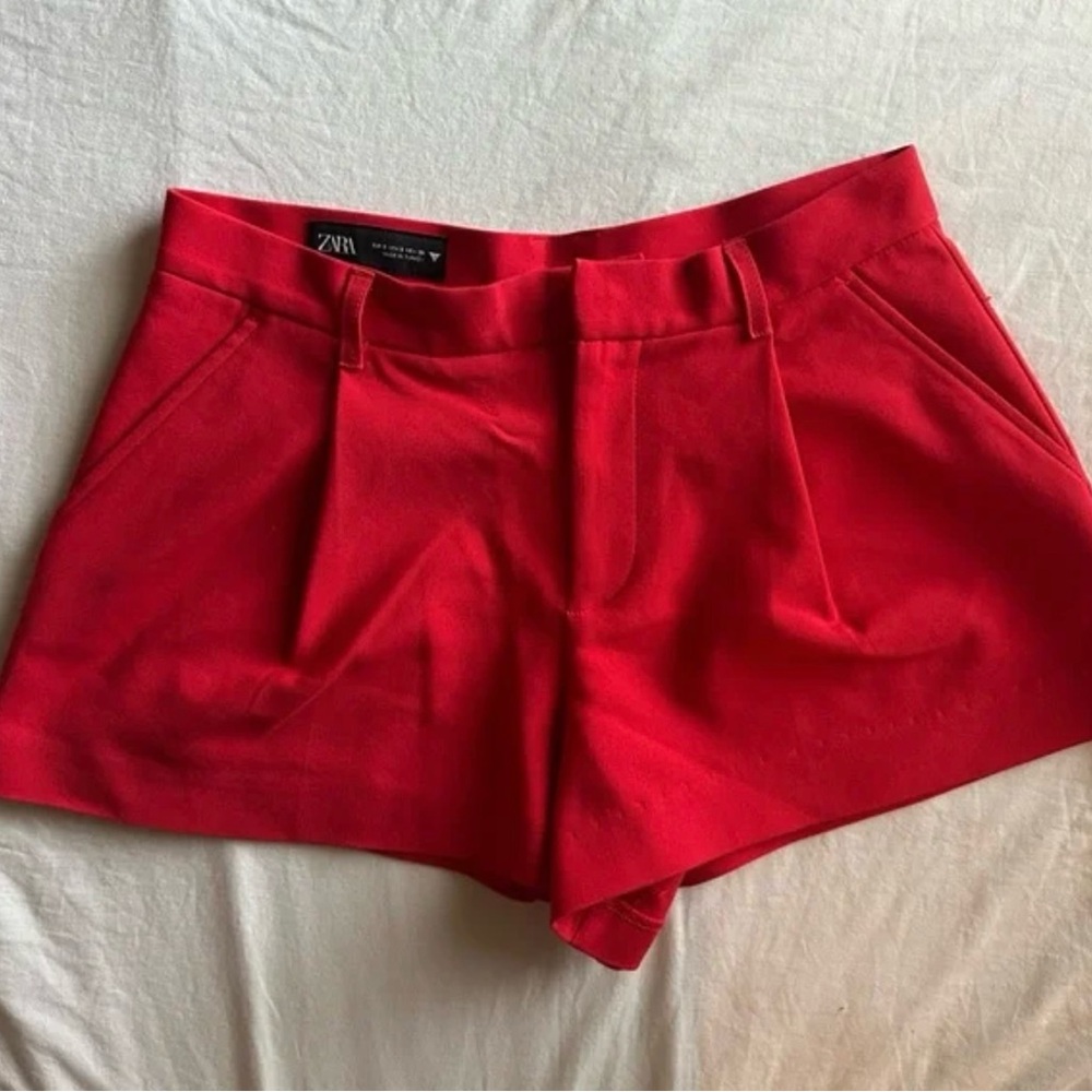 Zara Red High Waist Shorts